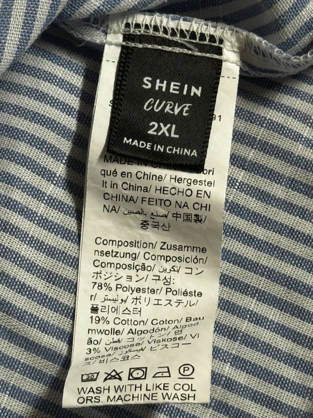 SHEIN Curve Blue White Striped Cami Dress Colorful Crochet Neck NWOT 2XL - Picture 5 of 8